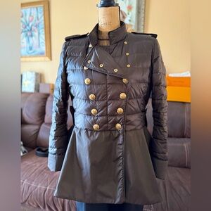 Moncler military style flouncy hem down jacket